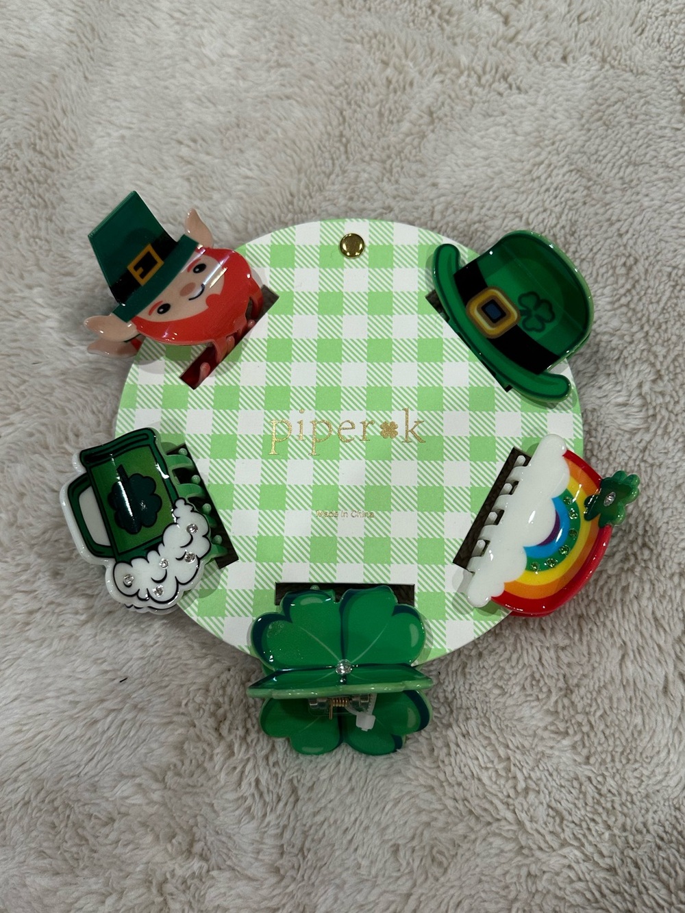 NWT piper k st.patrick’s day claw clips set